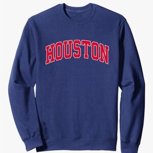 NWOT Navy Blue & Red Houston Crewneck Sweater Sweatshirt Size Small